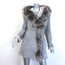 Artico Fox Fur-Trimmed Hooded Shearling Coat Gray Suede Size 44