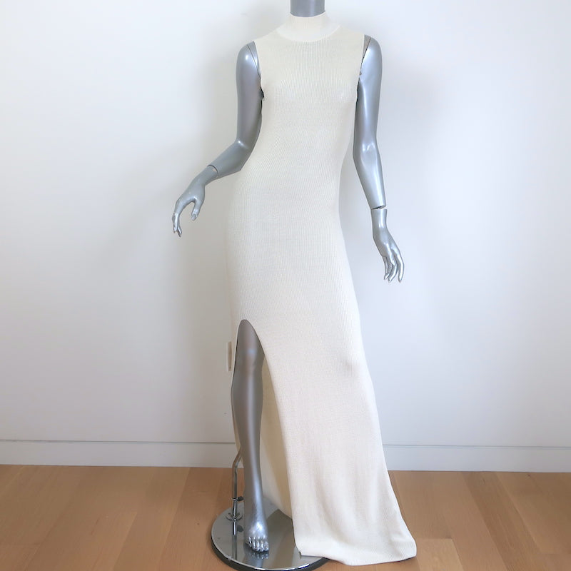 Aya Muse Berin Mock Neck Knit Maxi Dress Ivory Cotton-Blend Size Small NEW