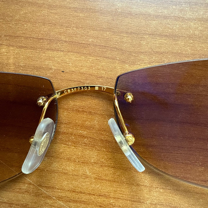 Cartier Rimless Rectangular Sunglasses Cream Genuine Horn CT0017RS NEW