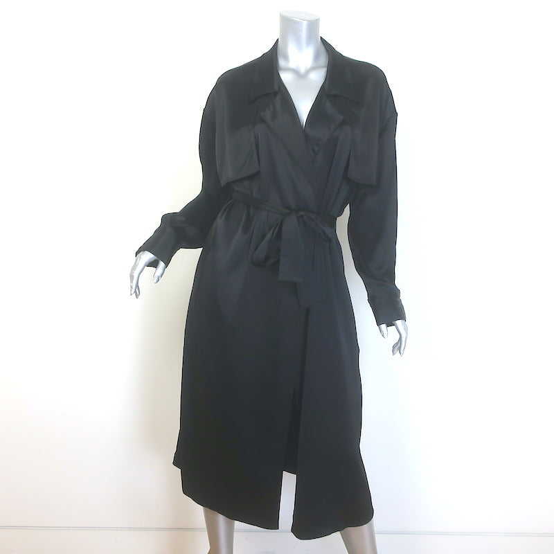 Baja East Drop Trench Coat Black Satin Size 2 NEW – Celebrity Owned