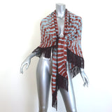 Bajra Tie Dye Triangle Shawl with Suede Fringe Periwinkle/Clay