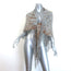 Bajra Tie Dye Triangle Shawl with Suede Fringe Gray Cashmere-Wool