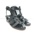 Balenciaga Arena Studded Gladiator Wedge Sandals Dark Gray Leather Size 37