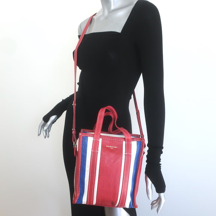 Balenciaga Bazar XS Striped Convertible Tote 