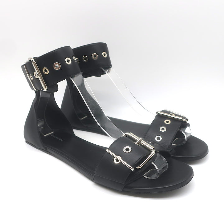 Balenciaga Buckled Ankle Strap Flat Sandals 