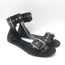 Balenciaga Buckled Ankle Strap Flat Sandals Black Leather Size 40.5