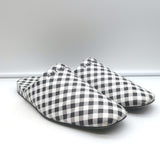 Balenciaga Cosy Gingham Mules Black & White Leather Size 37 Slip-On Flats