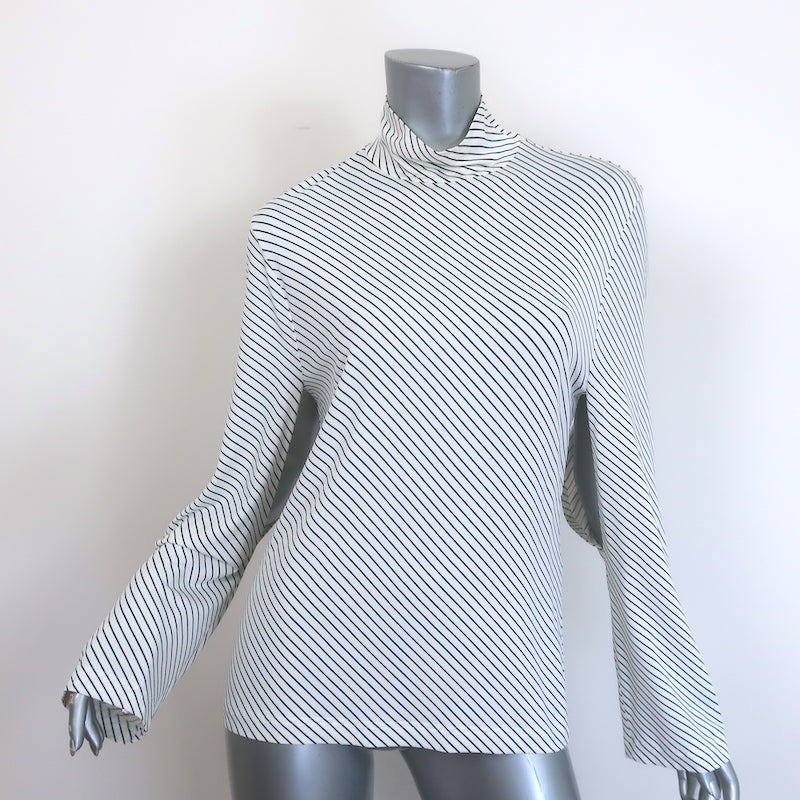 Balenciaga Cutout-Sleeve Striped Turtleneck Top 