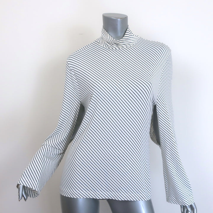 Balenciaga Cutout-Sleeve Striped Turtleneck Top 