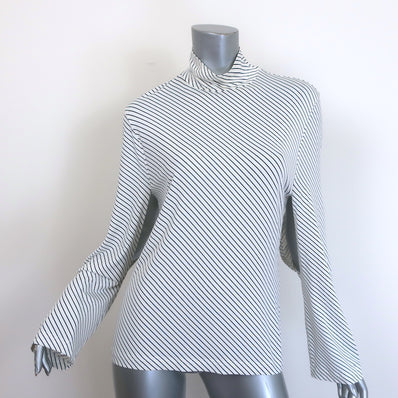 Balenciaga Cutout-Sleeve Striped Turtleneck Top 