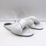 Balenciaga drapy knotted slide sandals, white leather, authentic pre-owned luxury with characterful wear