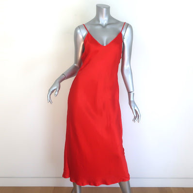 Balenciaga Fluid Silk Satin Slip Dress Red