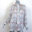 Balenciaga Love Paris Tie-Neck Blouse White Printed Silk Size 42 Long Sleeve Top