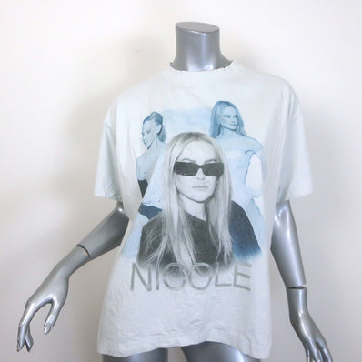Balenciaga Nicole Boxy T-Shirt Off-White Crinkled Cotton 