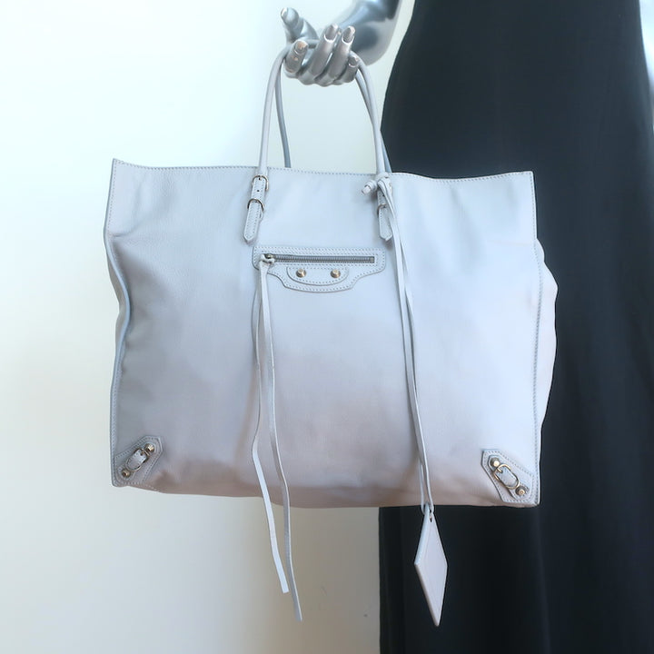 Balenciaga Papier A4 Large Tote Bag Light Blue Leather