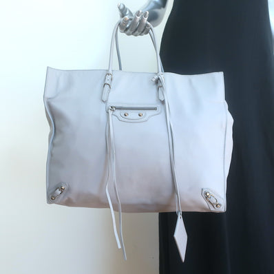 Balenciaga Papier A4 Large Tote Bag Light Blue Leather