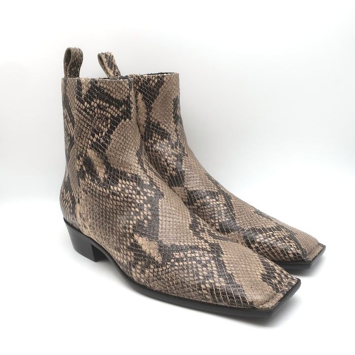 Balenciaga Snake-Embossed Ankle Boots 