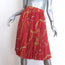 Balenciaga Sunray Pleated Skirt Red Chain Print Crepe de Chine Size 42