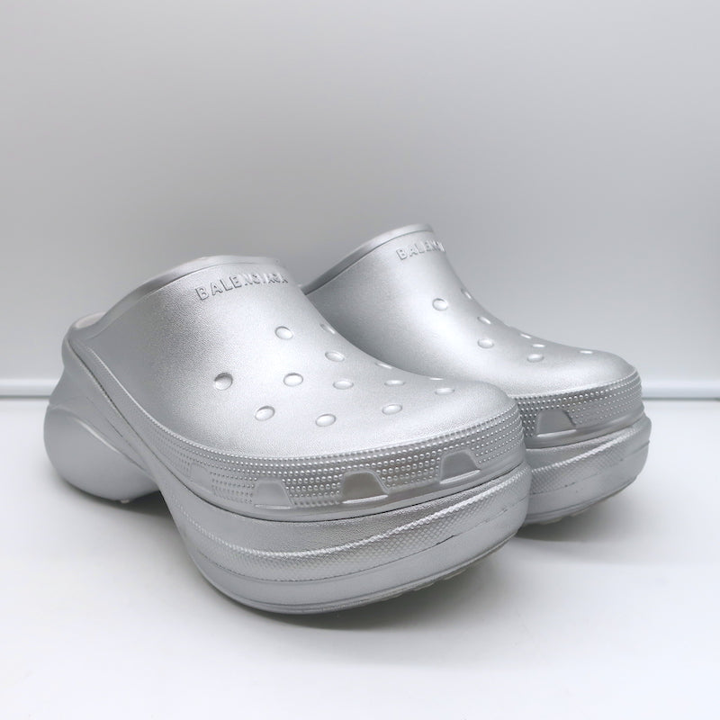 Balenciaga x Crocs Platform Mules Silver Size 41 – Celebrity Owned