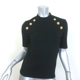 Balmain 6-Button Raglan T-Shirt Black Stretch Jersey Size Large 