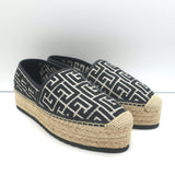 Balmain Alex Platform Espadrilles Black PB Labyrinth Monogram Canvas Size 42 NEW