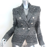 Balmain Houndstooth Tweed Double Breasted Blazer Black/White Size 38