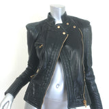 Balmain Multi-Pocket Leather Moto Jacket Black