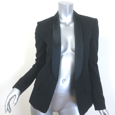 Balmain Satin-Lapel Tuxedo Jacket Black Wool Size 38 