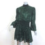 Balmain Sequined Puff Sleeve Mock Neck Mini Dress Emerald Size 40