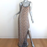 Balmain Snakeskin-Jacquard Sequined Knit Maxi Dress Gold Size 42 NEW