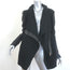 Barbara Bui Leather-Sleeve Draped Jacket Black Wool-Blend Size 42