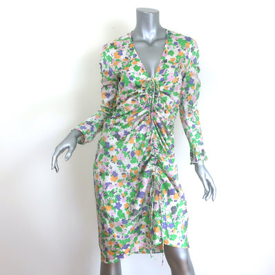 Baum und Pferdgarten ruched floral stretch-silk dress in multicolor, size 36, authentic pre-owned luxury, gently worn