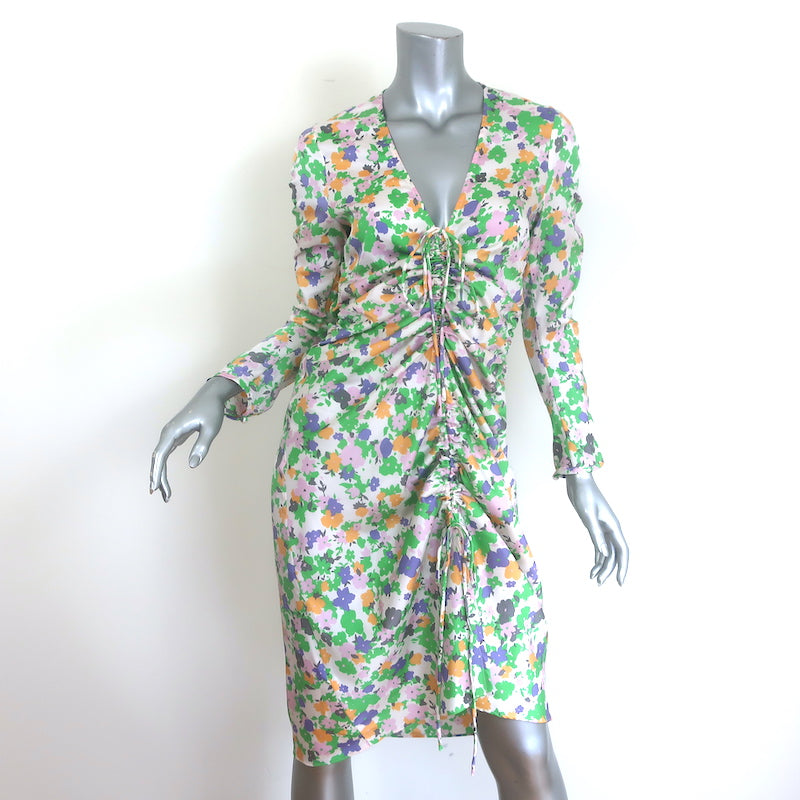 Baum und Pferdgarten ruched floral stretch-silk dress in multicolor, size 36, authentic pre-owned luxury, gently worn