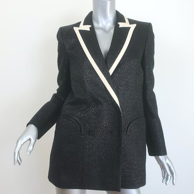 Blaze Midnight Smoking Blazer Metallic Black Size II Double Breasted Jacket