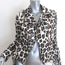 Blumarine Leopard Print Motorcycle Jacket Cream/Brown Stretch Cotton Size 40