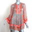 Blumarine Sequined Chiffon Tunic Top Orange Printed Silk Size 38