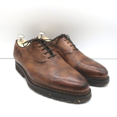 Bontoni Vittorio Lace-Up Oxfords Chocolate Brown Burnished Leather Size 8.5