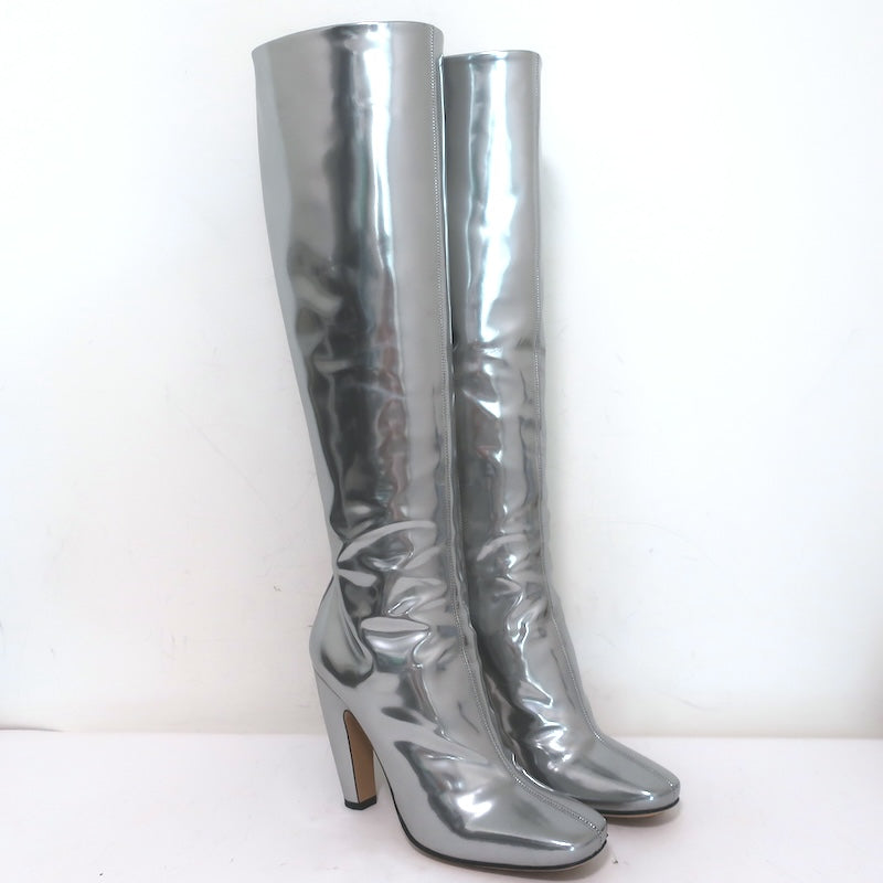Bottega Veneta Canalazzo Mirrored Leather Knee-High Boots