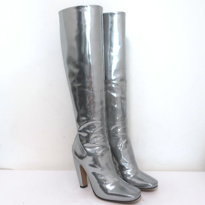 Bottega Veneta Canalazzo Mirrored Leather Knee-High Boots