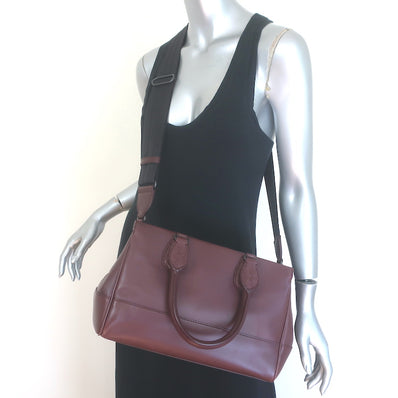Bottega Veneta Ducale Intrecciato-Trim Bag Burgundy Leather Medium Crossbody