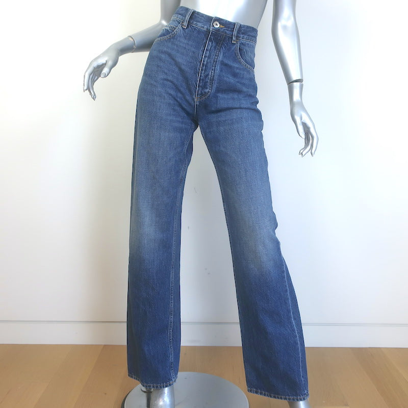 Bottega Veneta High-Rise Straight Leg Jeans Dark Blue Cotton Size 40