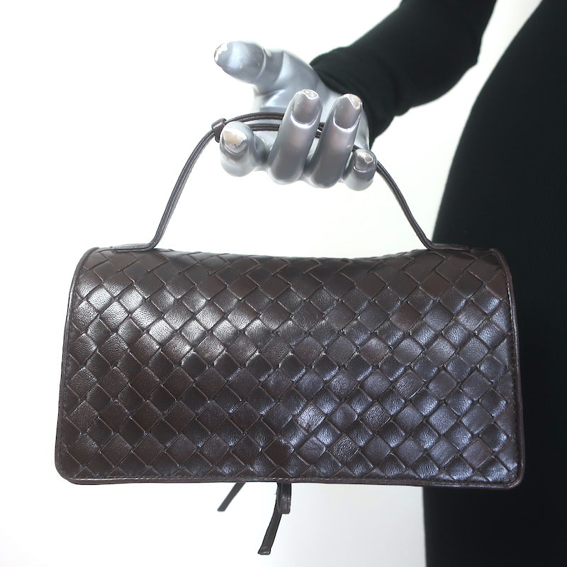 Bottega Veneta Intrecciato Top Handle Accordion Clutch Bag 