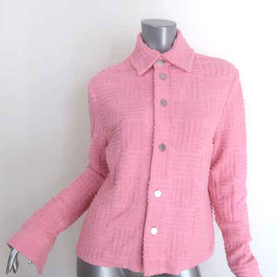Bottega Veneta jacquard towelling jacket in bubblegum pink, authentic pre-owned luxury, size XS