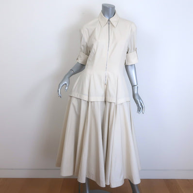 Bottega Veneta Layered Shirtdress Seashell Cotton Size 40