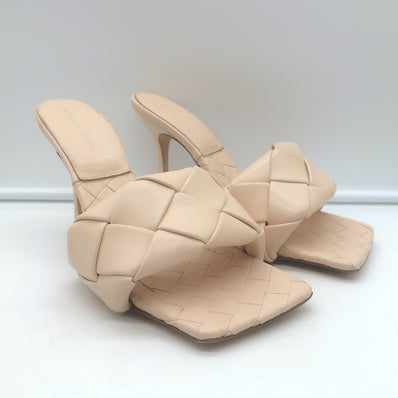 Bottega Veneta Lido Mule Sandals Blush Intrecciato Leather Size 41