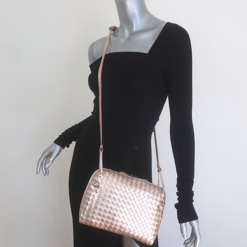 Bottega Veneta Nodini Crossbody Bag Rose Gold 
