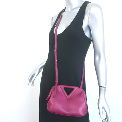 Bottega Veneta Small The Point Triangle Crossbody Bag Magenta Leather