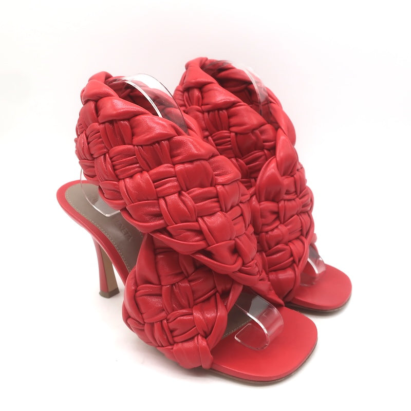 Bottega Veneta The Board Braided Crisscross Sandals Red