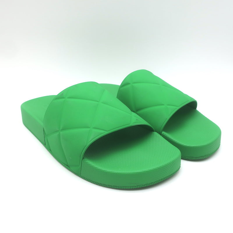BOTTEGA VENETA SLIDER SANDAL パラキート 42 Bottega Veneta The Slider Quilted Rubber Pool Slide Sandals Grass
