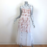 Bronx and Banco Saba Embroidered Mesh Midi Dress White Size Small NEW